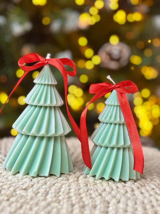 Set 2 Lumânări Sculpturale Brad